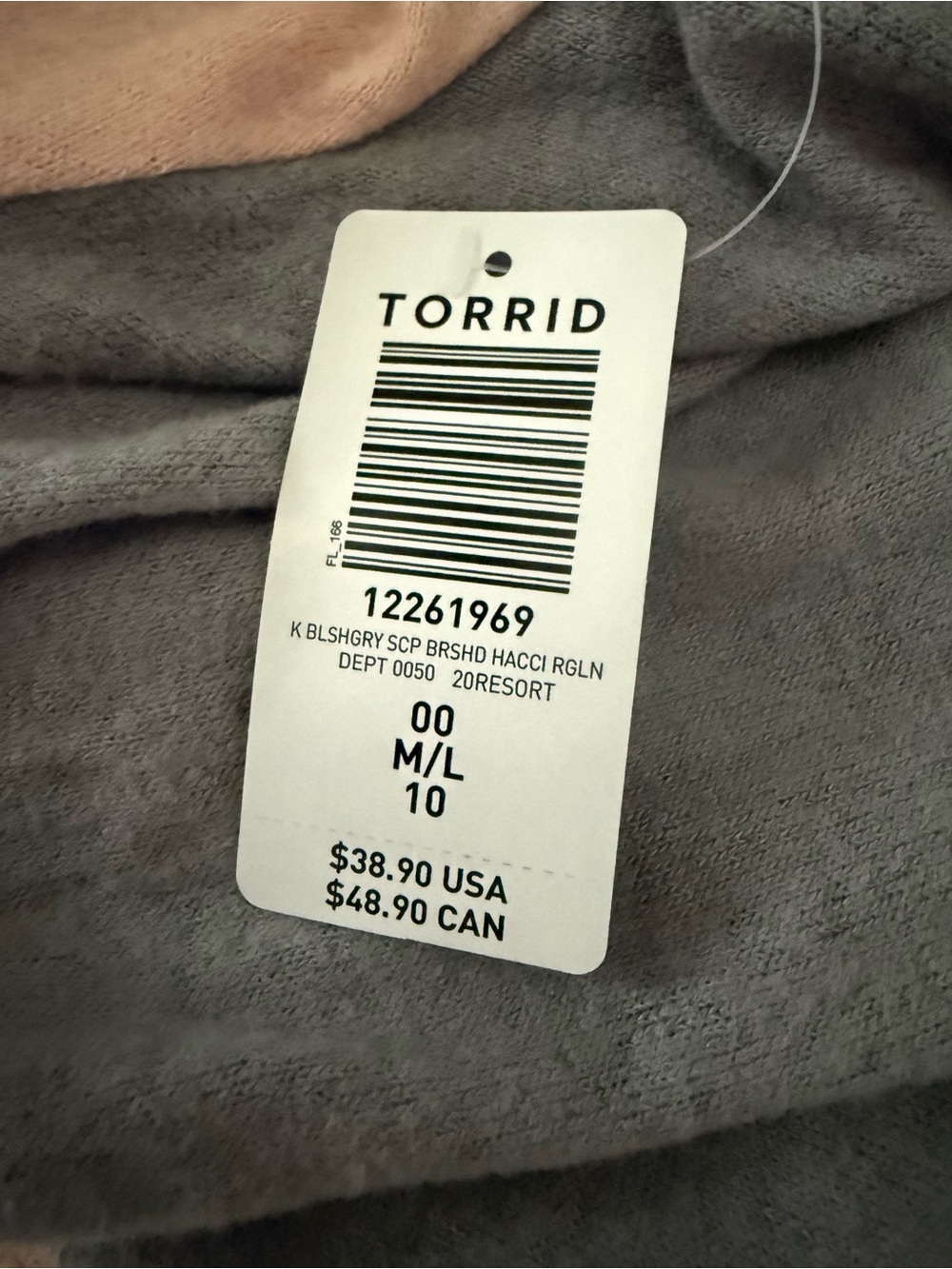 NWT Torrid Women’s Soft Plush Baseball Raglan Tee - Pink & Gray! Medium/Large! - Picture 6 of 9